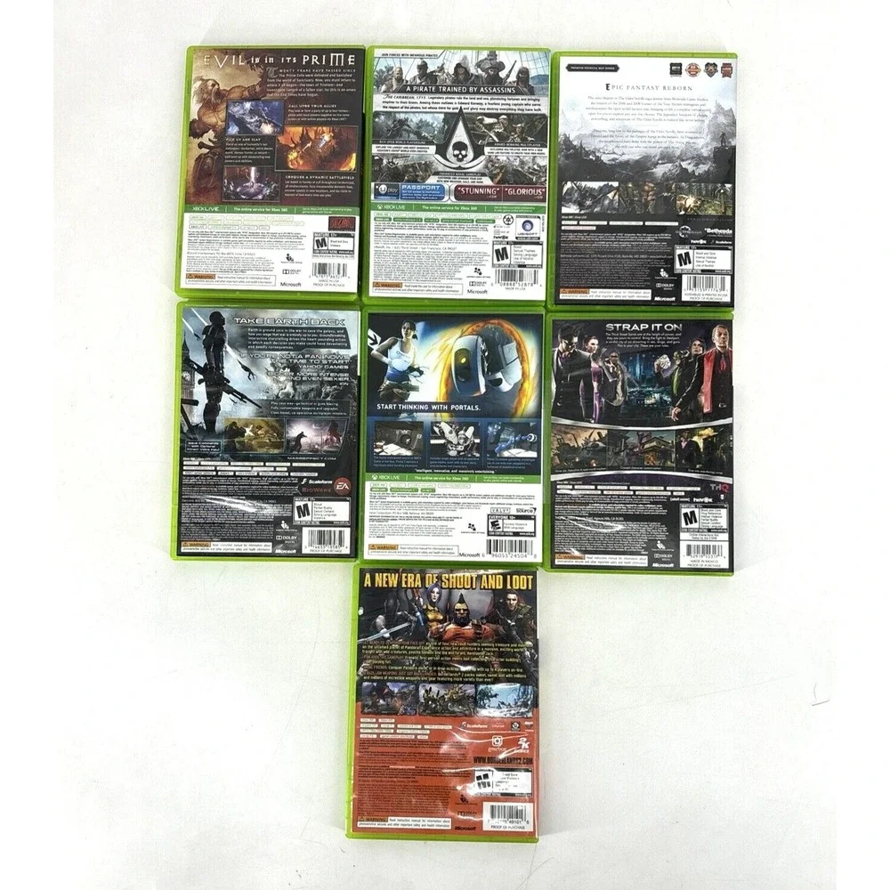 XBOX 360 Adventure Game Lot Diablo,‎ Skyrim, Assassin's Creed IV, Borderlands 2